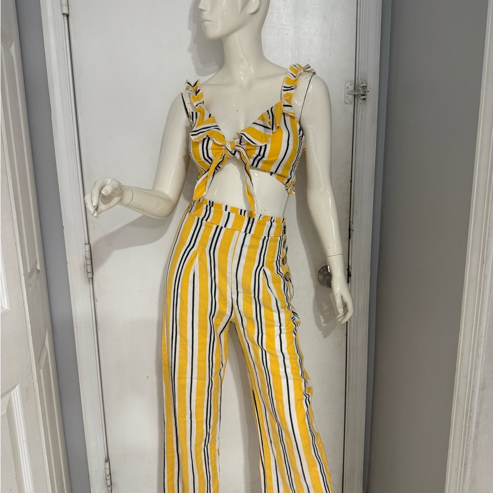 Striped Yellow and Blue Women's Jumpsuit